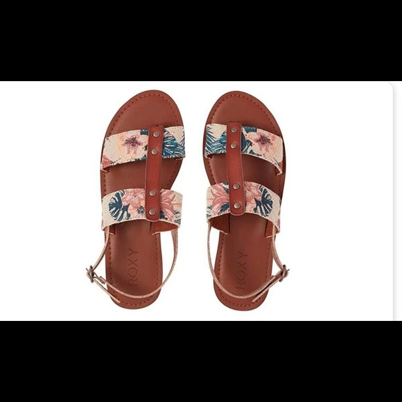 Beige Tropical Floral Heel Strap Sandal
